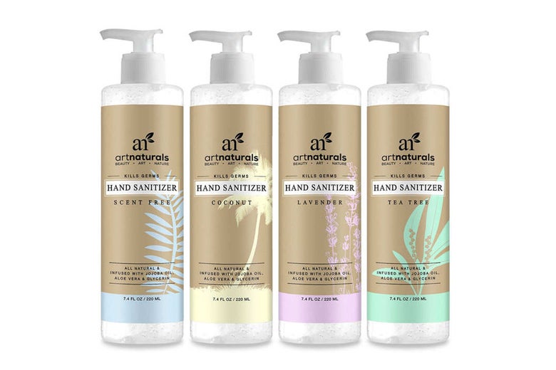 Art Naturals hand sanitizer bottle.